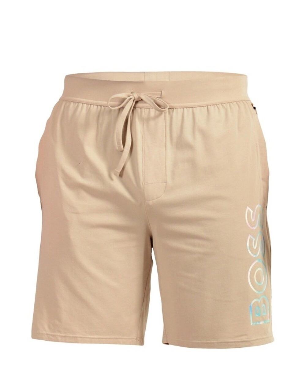 Hugo Boss Beige 7” Logo Shorts - Medium Lounge Gym Streetwear Resortwear Casual